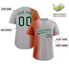 Gray Texas Orange Pinstripe Gradient Baseball Jersey 2