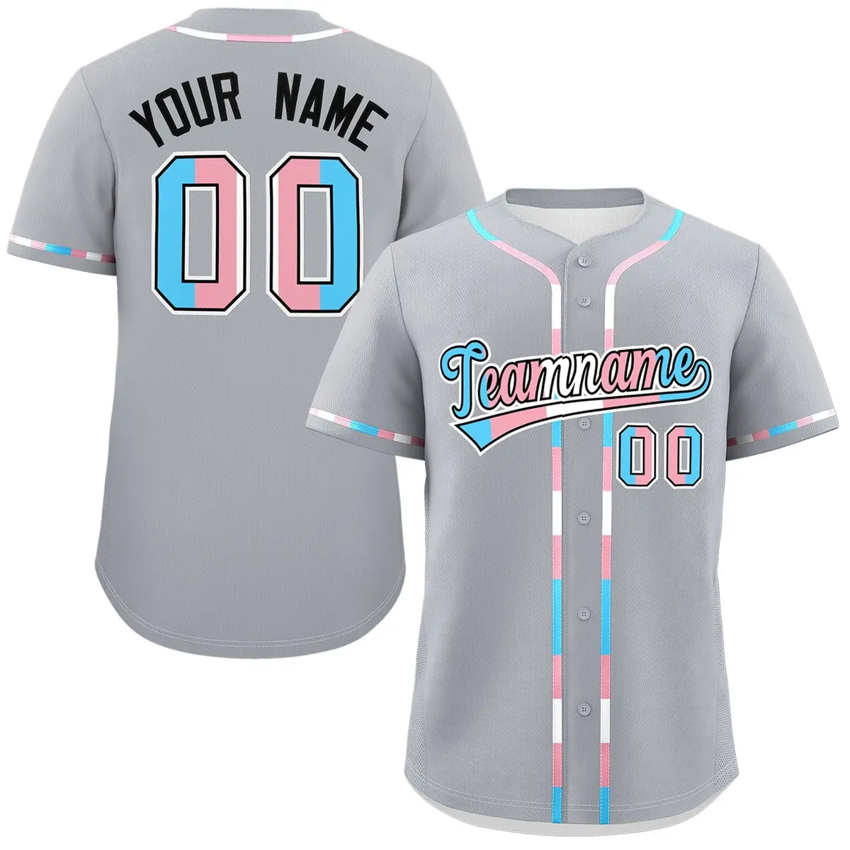Gray Transgender Pride Month Classic Baseball Jersey