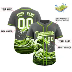 Gray Wave Graffiti Baseball Jersey 2