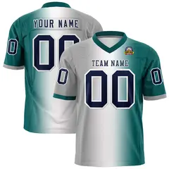 Gray White-Aqua Gradient Fashion Authentic Football Jersey 1