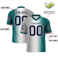 Gray White-Aqua Gradient Fashion Authentic Football Jersey 2