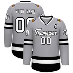 Gray White-Black Classic Hockey Jersey 1
