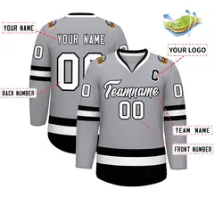 Gray White-Black Classic Hockey Jersey 2