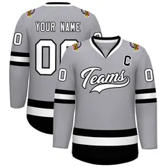 Gray White-Black Classic Hockey Jersey 1