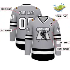 Gray White-Black Classic Hockey Jersey 2
