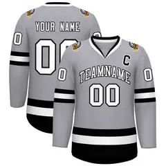Gray White-Black Classic Hockey Jersey 1