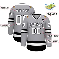 Gray White-Black Classic Hockey Jersey 2