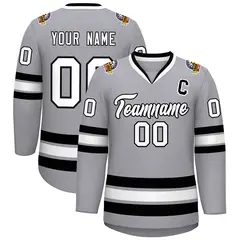 Gray White-Black Classic Hockey Jersey 1