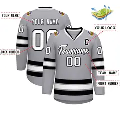 Gray White-Black Classic Hockey Jersey 2