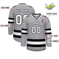 Gray White-Black Classic Hockey Jersey 2