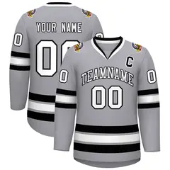 Gray White-Black Classic Hockey Jersey 1