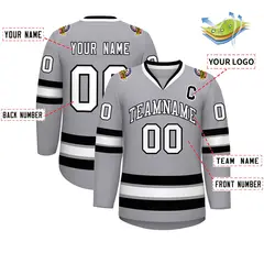 Gray White-Black Classic Hockey Jersey 2