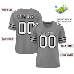 Gray White-Black Classic Style Authentic Football Jersey 2
