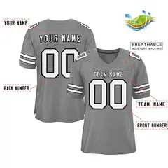 Gray White-Black Classic Style Authentic Football Jersey 2