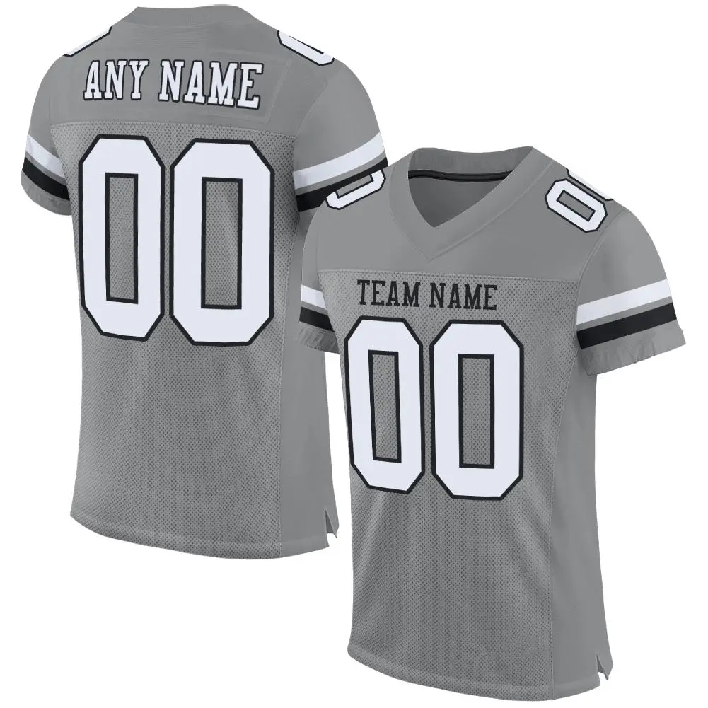 Gray White-Black Mesh Football Jersey