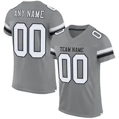 Gray White-Black Mesh Football Jersey 1