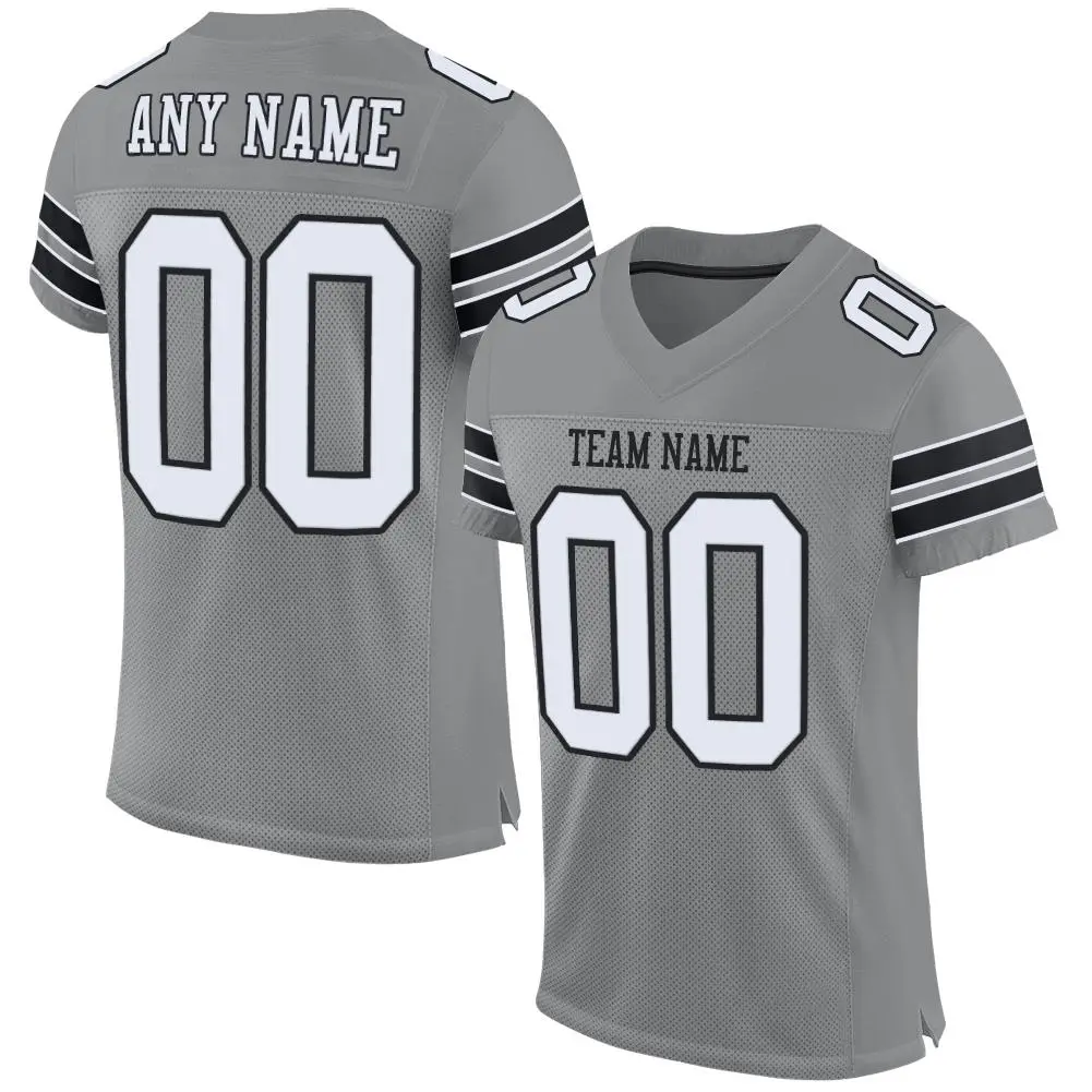 Gray White-Black Mesh Football Jersey