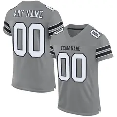Gray White-Black Mesh Football Jersey 1