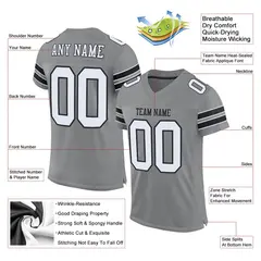 Gray White-Black Mesh Football Jersey 2
