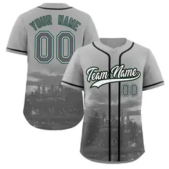 Gray White-Black Philadelphia City Skyline Baseball Jersey
