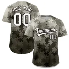 Gray White Black Puzzle Elements Baseball Jersey