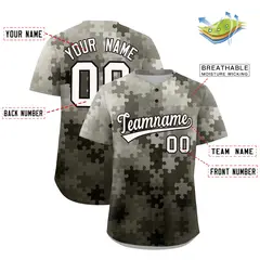 Gray White Black Puzzle Elements Baseball Jersey 2