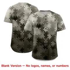 Gray White Black Puzzle Elements Baseball Jersey 7