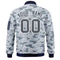 Gray White Camo Varsity Full-Zip Letterman Bomber Jacket 4