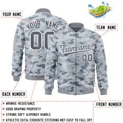 Gray White Camo Varsity Full-Zip Letterman Bomber Jacket 2