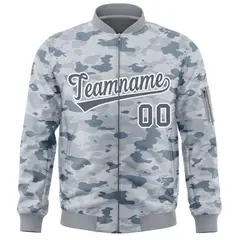 Gray White Camo Varsity Full-Zip Letterman Bomber Jacket 3