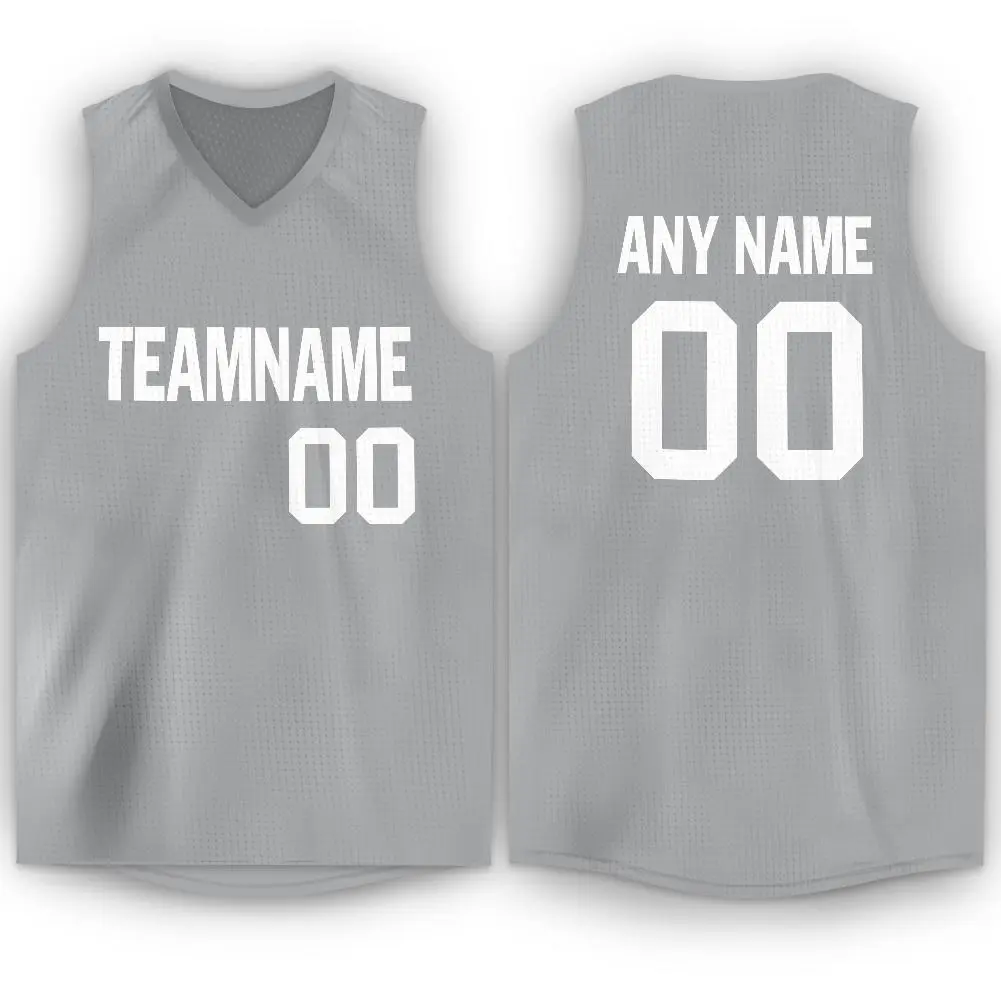 Gray White Classic Breathable Basketball Jersey