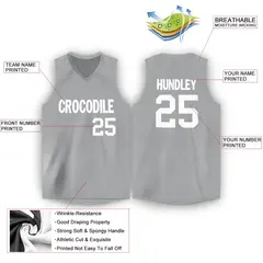 Gray White Classic Breathable Basketball Jersey 2