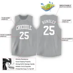 Gray White Classic Tops Men/Boy Basketball Jersey 2