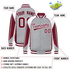 Gray White Color Block Varsity Raglan Letterman Jacket 2