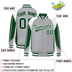 Gray White Color Block Varsity Raglan Letterman Jacket 2
