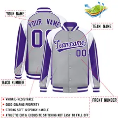 Gray White Color Block Varsity Raglan Letterman Jacket 2