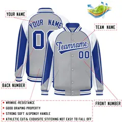Gray White Color Block Varsity Raglan Letterman Jacket 2