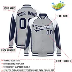 Gray White Color Block Varsity Raglan Letterman Jacket 2