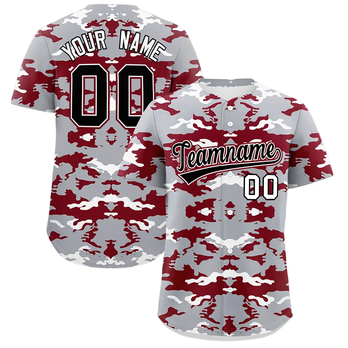 Gray White Crimson Camo Authentic Baseball Jersey