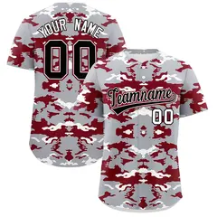 Gray White Crimson Camo Authentic Baseball Jersey