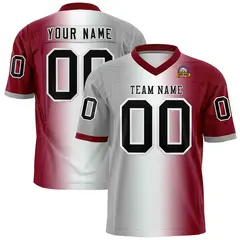 Gray White-Crimson Gradient Football Jersey 1