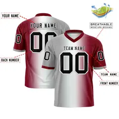 Gray White-Crimson Gradient Football Jersey 2