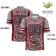 Gray White-Crimson Zebra Stripes Football Jersey 2