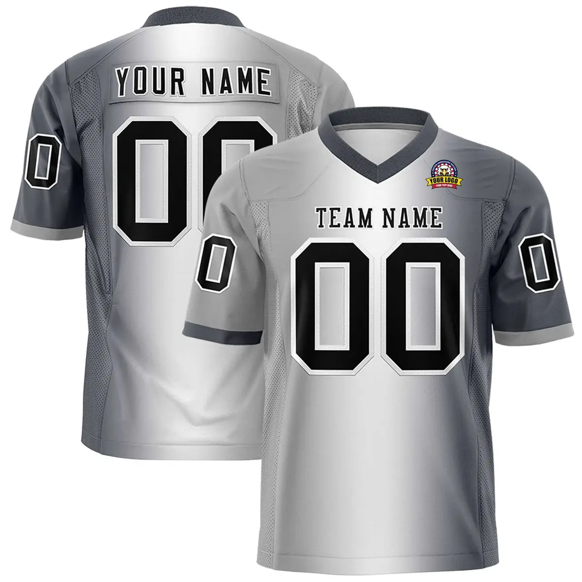 Gray White-Dark Gray Gradient Football Jersey