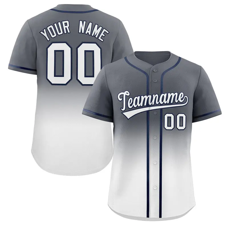 Gray White Gradient Fashion Authentic Baseball Jersey