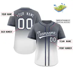 Gray White Gradient Fashion Authentic Baseball Jersey 2