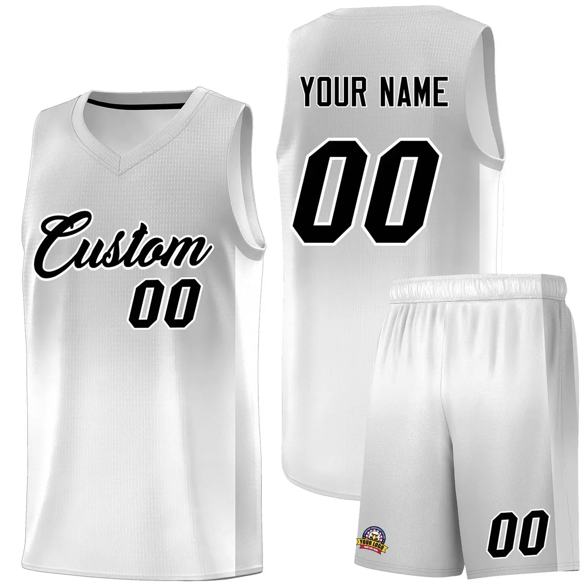 Gray White Gradient Sports Uniform Basketball Jersey