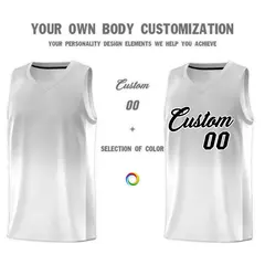 Gray White Gradient Sports Uniform Basketball Jersey 3