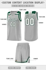Gray White-Green Classic Sports Basketball Jersey 2