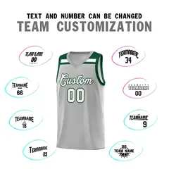 Gray White-Green Classic Sports Basketball Jersey 3